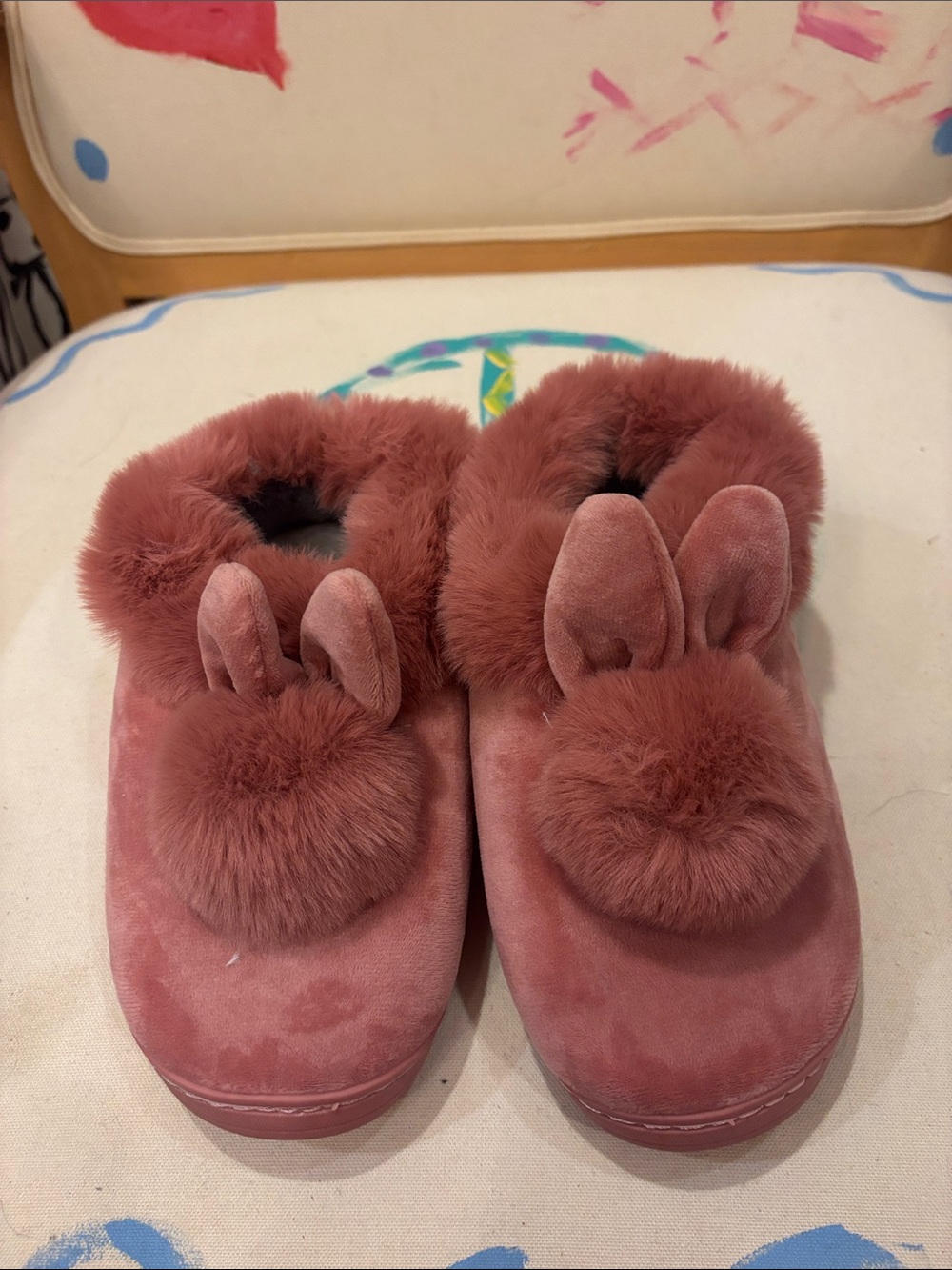 Kids Plush Bunny Slippers - Rose Pink